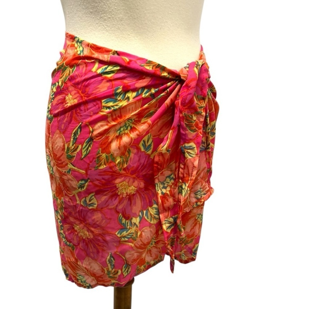 Beach Riot Melanie Miami Peony Pink Floral Sarong Swim Wrap Women’s One Size - Picture 8 of 10